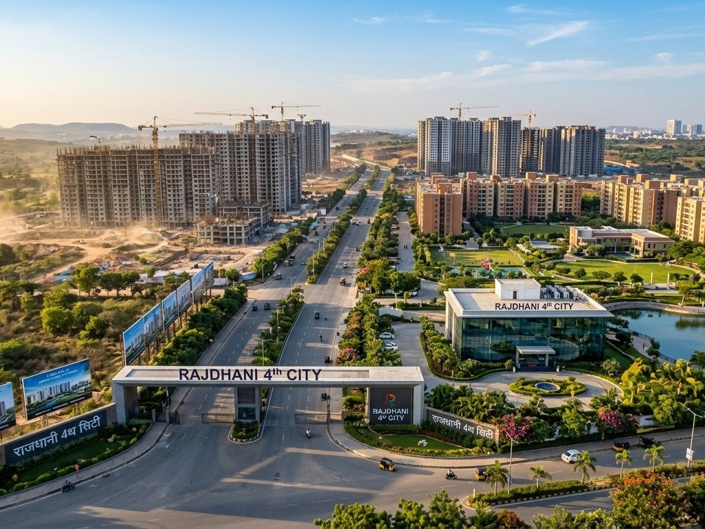 Rajadhani 4th City — villa concept, mango plantation and family at Nine Square Infra's open plot venture